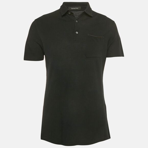 Ermenegildo Zegna Black Cotton Polo T-Shirt S